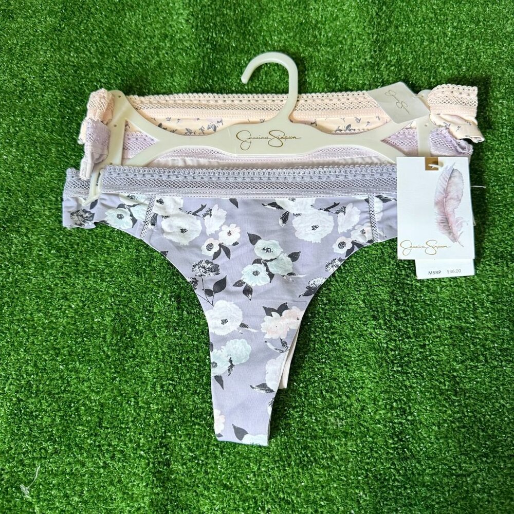 Jessica Simpson 3 Pack Invisible Lines Thong Microfiber Panties Size S NEW